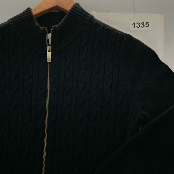 CHARTER CLUB Womens Black Full Zip Front Closure Cardigan Gold Tone Zipper Large - Picture 9 of 9